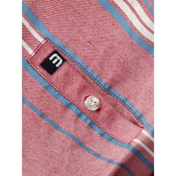 Travis Mathew Golf Polo Shirt Mens L Heathered Red Rose Stretch Embroidered Logo - Picture 10 of 12
